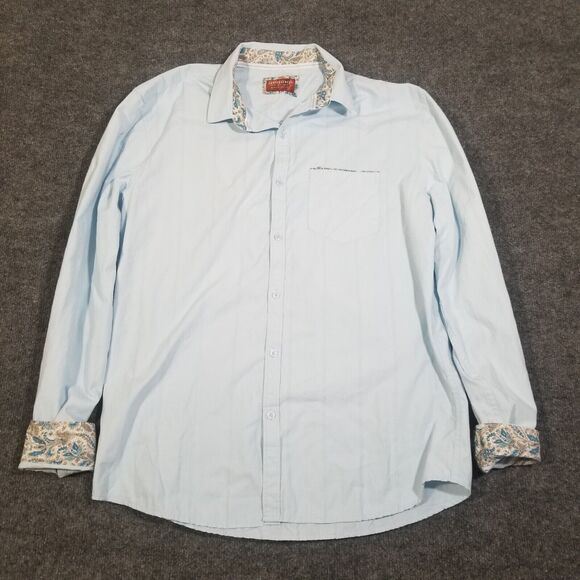 Consequence Shirt Mens XL Light Blue Long Sleeve Button Up Paisley Flip Cuff - Picture 1 of 8